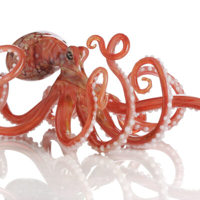 Handmade Glass Octopus- Coral - Large