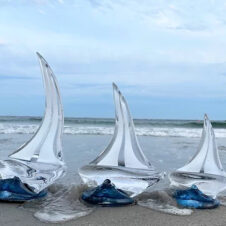 sailboat sculture trio