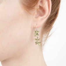 Thyme Petite Herb Wire Earrings (Model)