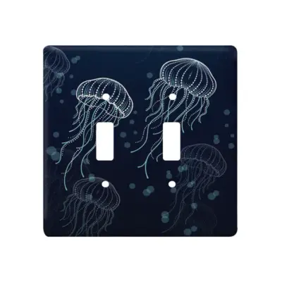 Rightside Design Two-Toggle Ceramic Light Switch Cover Plate (Jellyfish Bloom)