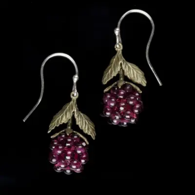 Michael Michaud Raspberry Drop Wire Earrings — #4088