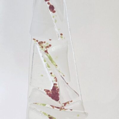 Original Lisa Fused Glass Trees -10 to 12" White Mosaic #10-2