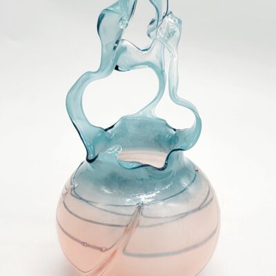 Handmade Raindrop Tealight Holder - Teal/Sherbert
