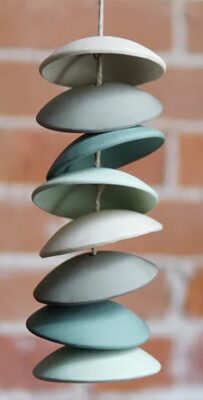 Fettle & Fire Ceramic Chimes in Blues and Greens (8-Disc Strand)