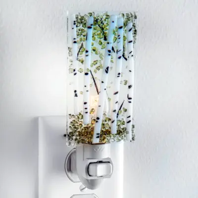 J Devlin Fused Glass Nightlight: Green Aspen (1 of 3)