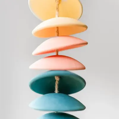 Fettle & Fire Ceramic Chimes in Light Yellow, Coral, Teal, and Seafoam