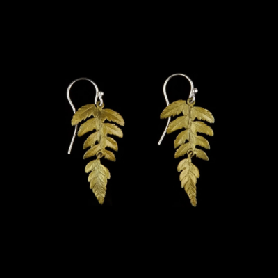 Michael Michaud Large Single Leaf Fern Wire Earrings — #3182