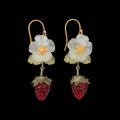 Michael Michaud Strawberry Flower Wire Drop Earrings
