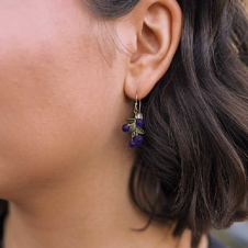 Michael Michaud Petite Blueberry Dangle Wire Earrings (Model)