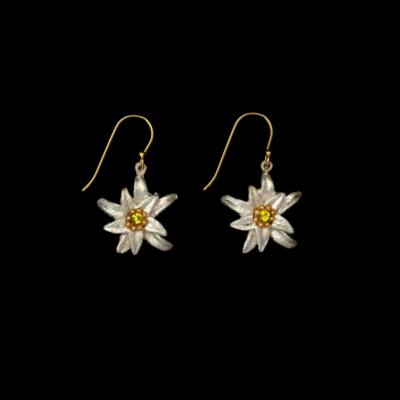 Michael Michaud Edelweiss Blossom Dangle Wire Earrings