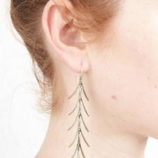 Michael Michaud Rosemary Long Dangle Wire Earrings (Model)