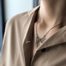 Michael Michaud Petite Herb Dainty Rosemary Pendant (Model)