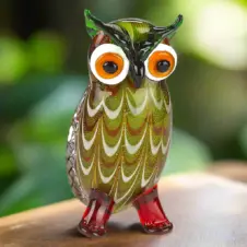Badash Crystal Murano-style Art Glass Owl (tabletop background)