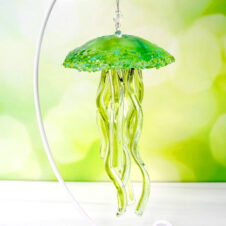 Living in Glass Houses Baby Jellyfish Ornament, Aqua/Lime (2)
