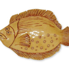 Rooted in Art Funky Flounder Ceramic Fish, #128 Tawny