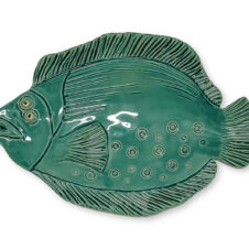 Rooted in Art Funky Flounder Ceramic Fish, #172 Turquoise with Spots
