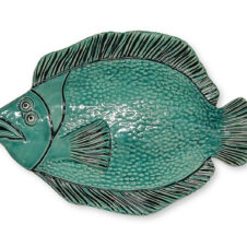 Rooted in Art Funky Flounder Ceramic Fish, #182 Turquoise with Scales