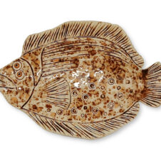 Rooted in Art Funky Flounder Ceramic Fish, #184 Speckled Mushroom