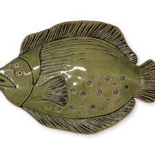 Rooted in Art Funky Flounder Ceramic Fish, #185 Sage