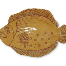 Rooted in Art Funky Flounder Ceramic Fish, #186 Caramel