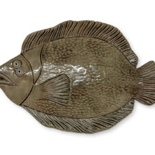 Rooted in Art Funky Flounder Ceramic Fish, #188 Fog