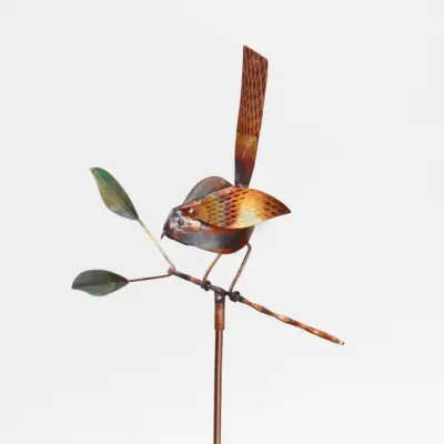 Haw Creek Forge Copper Bird on Branch Garden Stake Yard Art