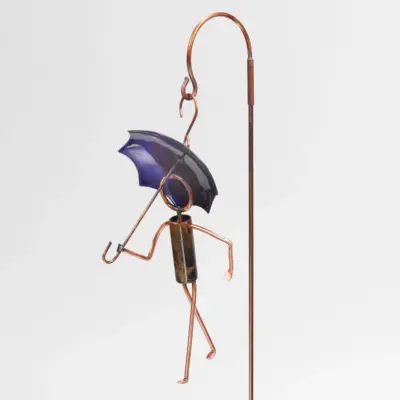Haw Creek Forge Garden Folk Copper Umbrella Fella Hanging Garden Stake Yard Art (Image 1)