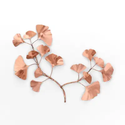 Haw Creek Forge Small Copper Ginkgo Branch Wall Art with Polished Finish (Image 1)