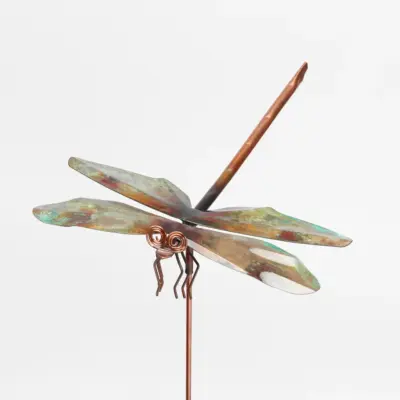 Haw Creek Forge Large Copper Dragonfly Garden Stake Yard Art