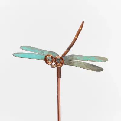 Haw Creek Forge Small Copper Dragonfly Garden Stake Yard Art