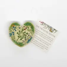 Walton Clay Studio Heart-shaped Pottery Dish Bowl with Pressed Flowers