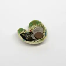 Walton Clay Studio Heart-shaped Pottery Dish Bowl with Pressed Flowers