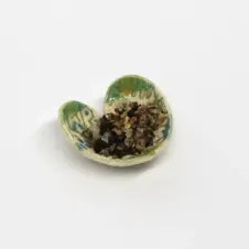 Walton Clay Studio Heart-shaped Pottery Dish Bowl with Pressed Flowers