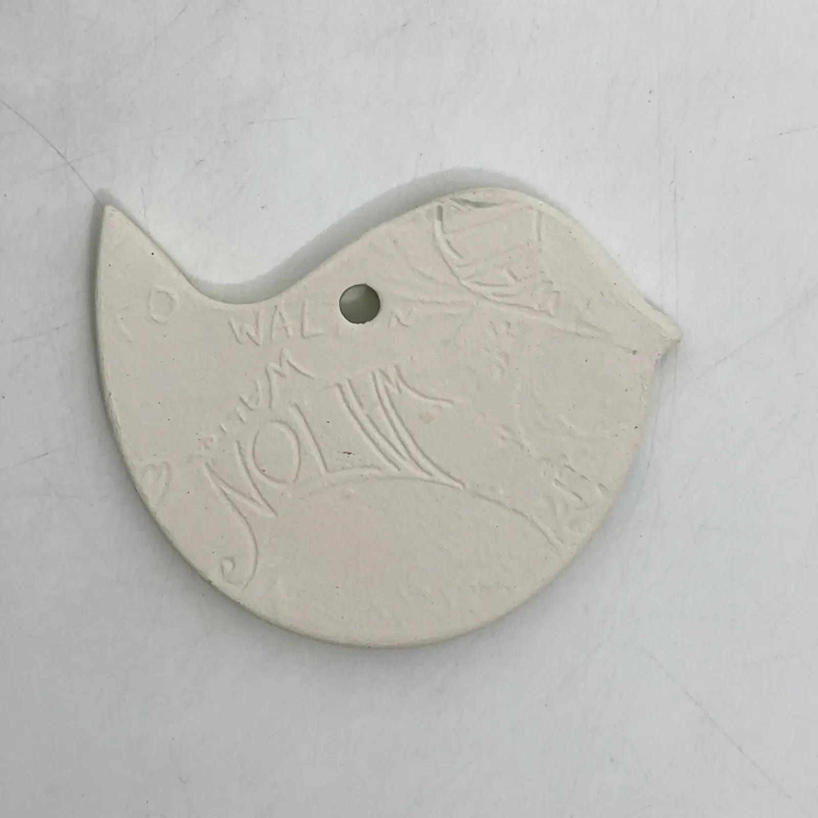 WC-4-002 Walton Clay Studio Bird Pottery Ornament with Pressed Flowers