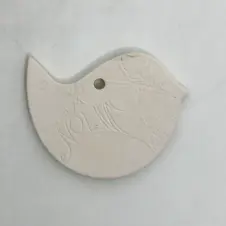 Walton Clay Studio Bird Pottery Ornament with Pressed Flowers