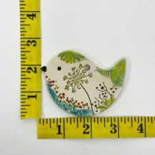 Walton Clay Studio Bird Pottery Ornament with Pressed Flowers