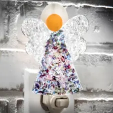 J Devlin Glass Art Fused Stained Glass Angel Nightlight