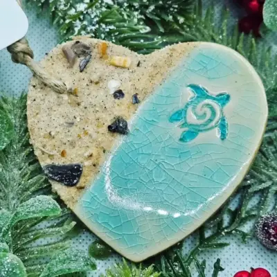 Teal Turtle Studio Ceramic ‘Keep Swimming’ Sea Turtle Ornament (Image 1)