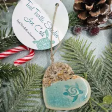 Teal Turtle Studio Ceramic Mini ‘Keep Swimming’ Turtle Heart Ornament (Image 2)