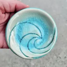 Teal Turtle Studio Ceramic Wave Trinket Dish (Image 2)
